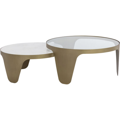 Mysaria 36 X 17.25 inch Clear / White / Antique Brass Nesting Coffee Tables, Set Of 2